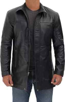 Men Leather Jacket Black Biker Motorcycle Soft Lambskin Blazer RealSheepskin