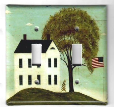 Light Switch Plate Cover HOME DECOR ~ WARREN KIMBLE WHITE HOUSE WITH FLAG