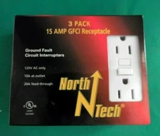 North Tech | 3 Pack | 15 AMP GFCI Receptacle