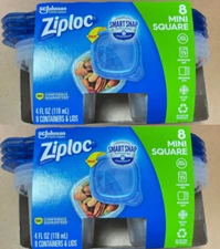 ZIPLOC Food Storage Meal Prep Containers Reusable for Kitchen 4oz-(2 pack W/16)