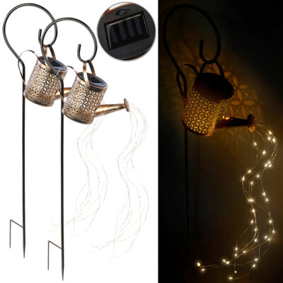 Lunartec 2er Set Solar-Deko-Gießkanne mit LED Beleuchtung und Dämmerungssensor