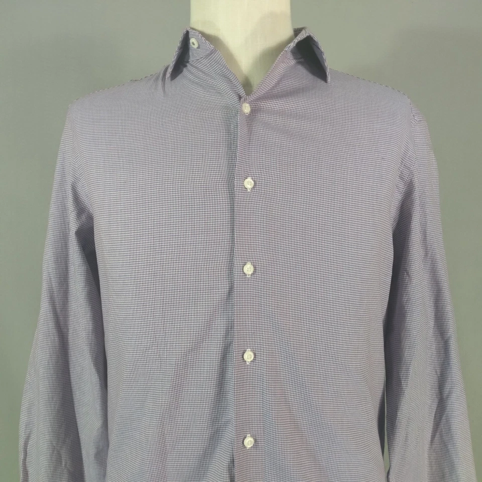 Ben Sherman Vestido Camisa Hombre Medio Morado Pata de Gallo Manga Larga Foto 2 de 4