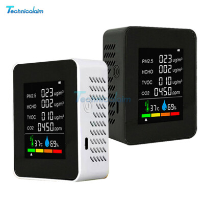 6in1 CO2 Meter Air Quality Monitor PM2.5 TVOC HCHO Temperature Humidity Detector