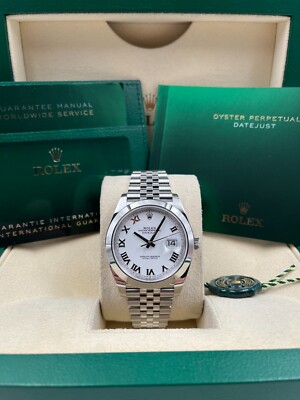 Rolex Date Just 41mm Smooth White Roman Dial Jubilee 126300 Pre-Owned 2025