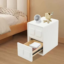 Bedside Table, White Bedside Table W/ 2 Drawers For Study, Bedroom, Living Room