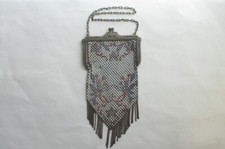 Vintage MANDALIAN MFG Art Deco Enameled Mesh Purse Bag Flapper Handbag