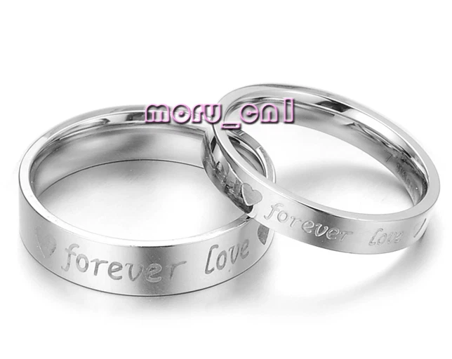 Korean Fashion FOREVER LOVE Heart Engraved Titanium Couple Lovers