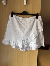 George White 100% Cotton  Broderie Anglaise Frill Wrap Skort Shorts Size 16 NWOT
