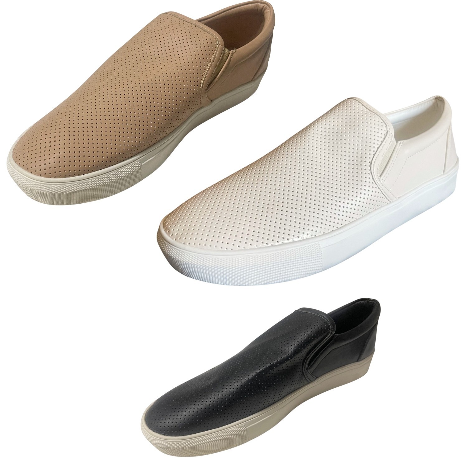 SAOLA Sneakers donna ecopelle traforata beige tomaia suola bianca casual comode 8