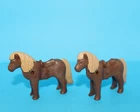 Playmobil 2 Vintage Brown Ponies Pony Figures for Ranch, Western, Farm