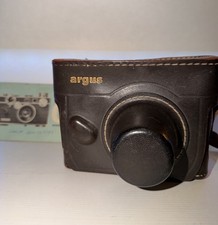 Argus C3 Black Silver Rangefinder 35mm Film Camera with Leather Case