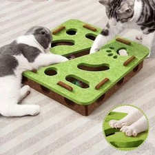 Pet Cat Puzzle Maze Holes Toys Felt Box With Bell Ball Kitten Playing Toys Inter