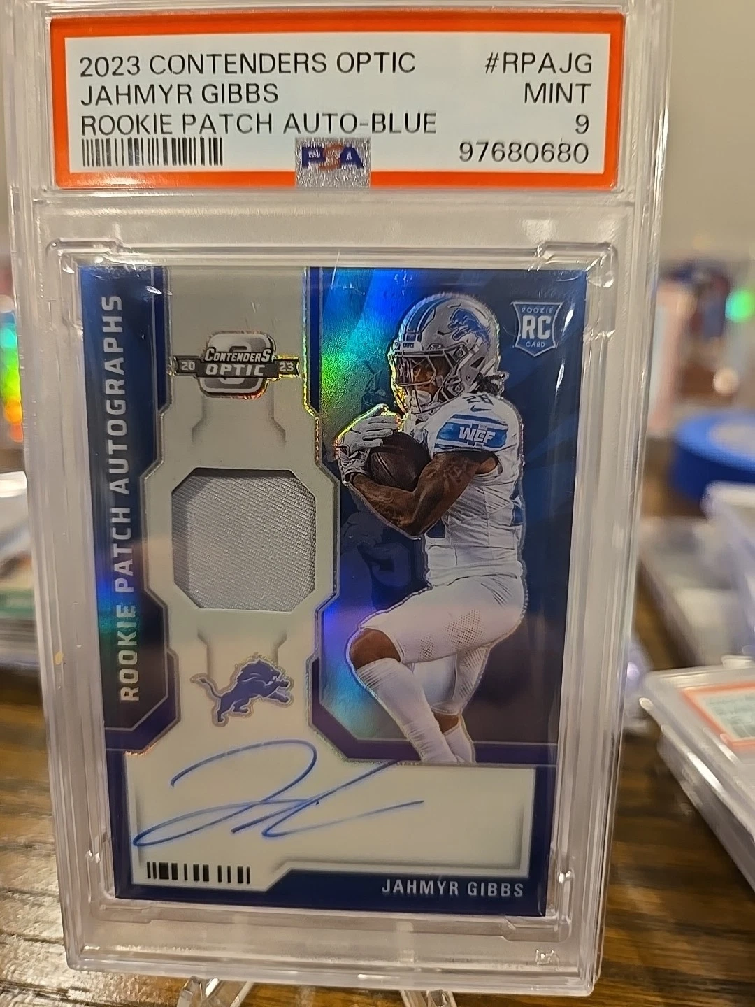 Jahmyr Gibbs Panini Contenders Optic Rookie Patch Autographs #RPAJG Blue