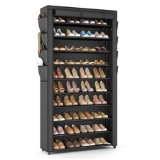 Tall Shoe Rack with Cover, 10 Tier Shoe Organizer Storage for 50-55 Pairs Sho...