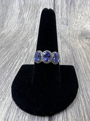 Colleen Lopez 2.27ct Tanzanite & White Zircon Sterling Silver e Ring Size 9