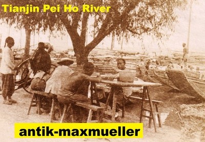 China Tientsin Tianjin Period Boxer Rebellion Pei Ho River Scene orig photo 1901