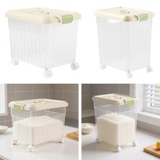 5/10/15KG Rice Storage Container Airtight Food Storage Container w/ Lid & Wheels