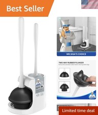 Compact Toilet Brush  Plunger Set with Stylish Holder   Ideal for All Bathrooms