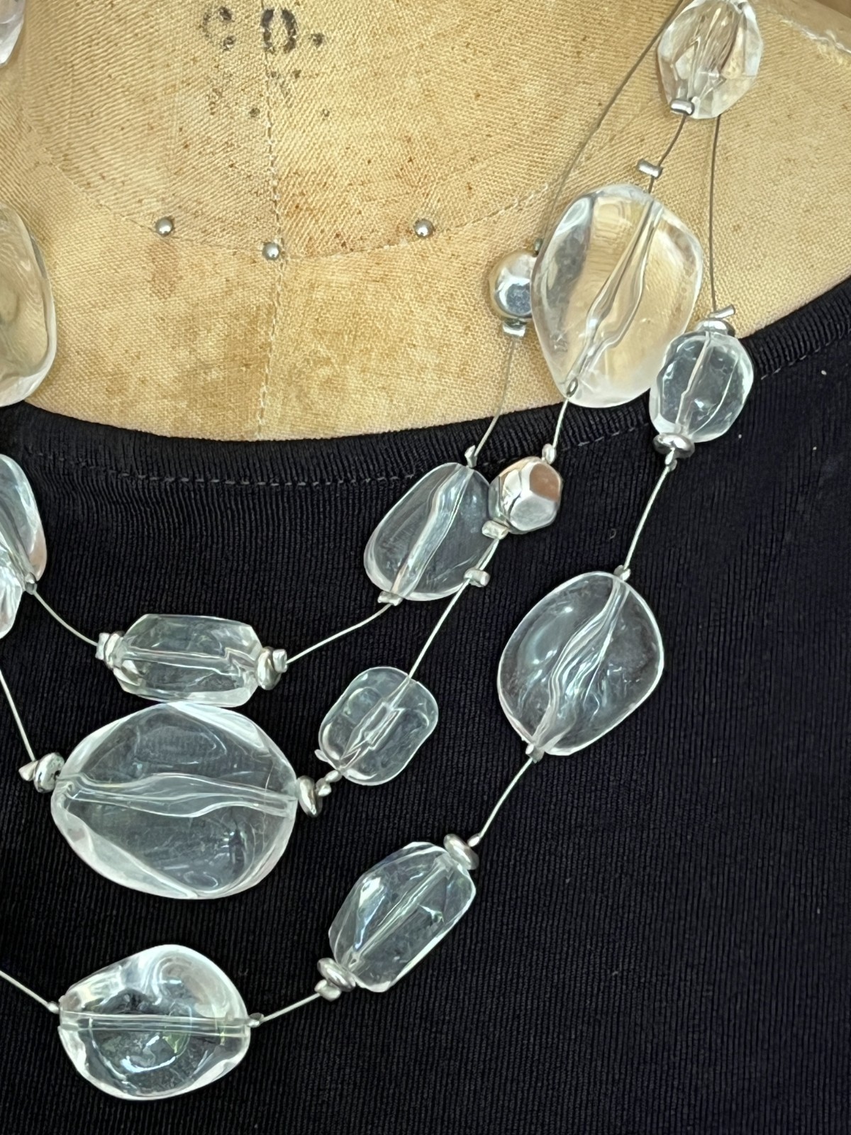 Chicos Multi Three-Strand Floating Wire Clear Bea… - image 1