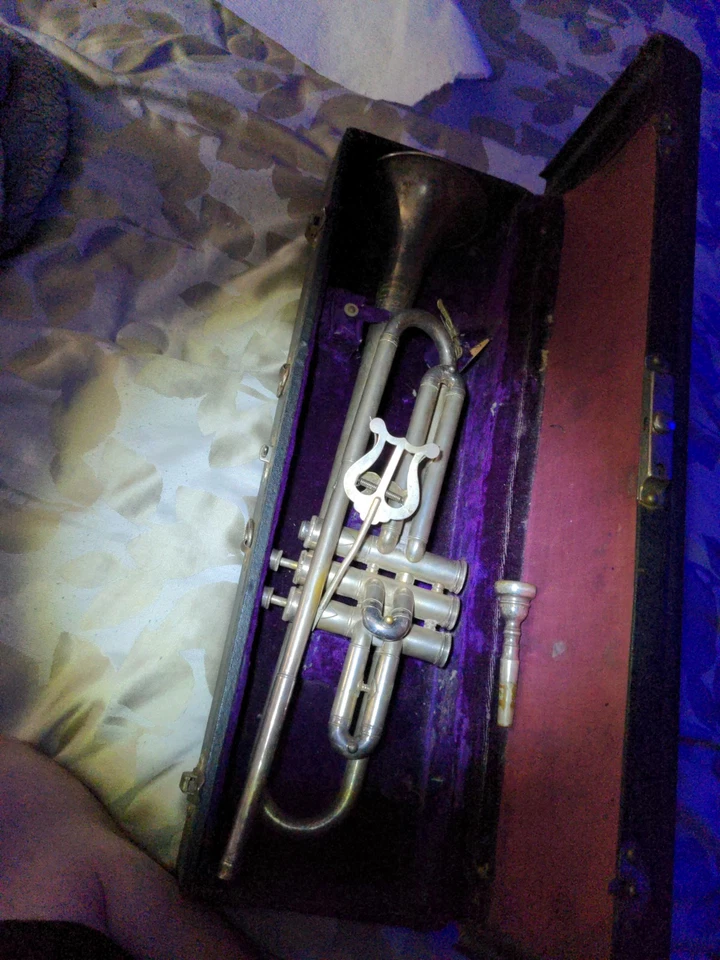 1928 Holton "Colligate" труба Heim 2 мундштук + чехол - Elkhorn WI - полный комплект - Изображение 3 из 4