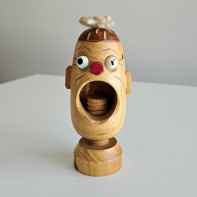Vintage 1940s Japanese Folk Art Character Nutcracker Wooden Figural Nutcracker