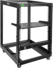 15U 19 Inch Open Frame Server Rack with Wheels Including 1U Rack Shelf Power S