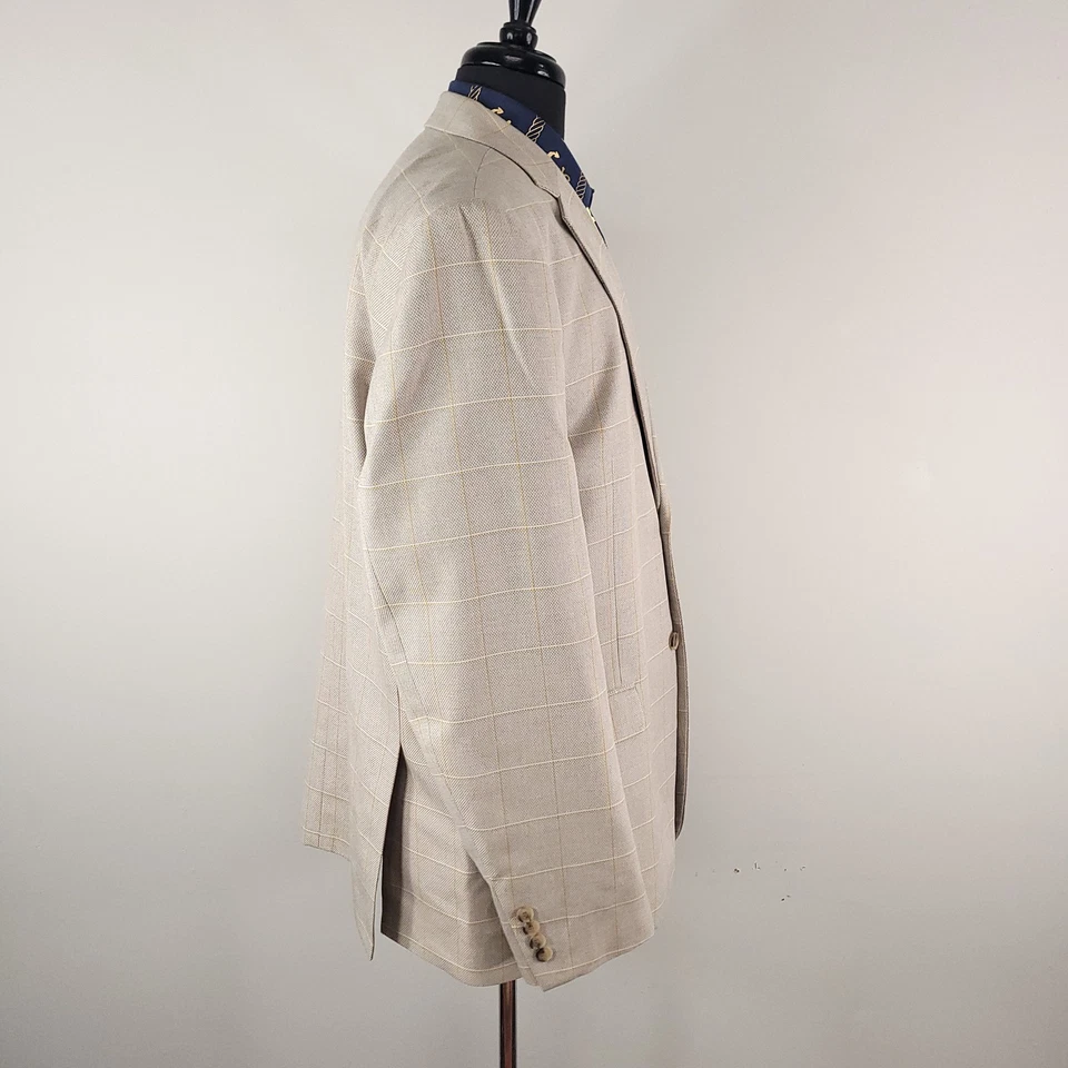 Blazer Alan River Para Hombres XL Beige Tostado Cuadros Dos Botones Abrigo Deportivo Chaqueta Clásico Foto 2 de 4