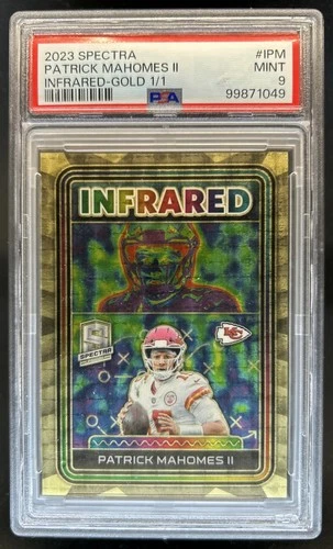 2023 Panini Spectra Patrick Mahomes II Infrared Gold #1/1 Chiefs PSA 9