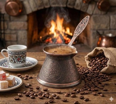 Turkish Copper Coffee Pot, Traditional Design Turkish Kitchen Appliances for Mak