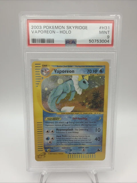 Pokemon 2003 Expedition Skyridge Vaporeon Holo #H31 PSA 9