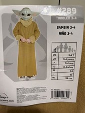 Star Wars Mandalorian Grogu Costume Toddler 3-4 Years 3Pc Set Mask Baby Yoda