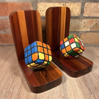 Rubics Würfel Holz Buchstützen handbemalt