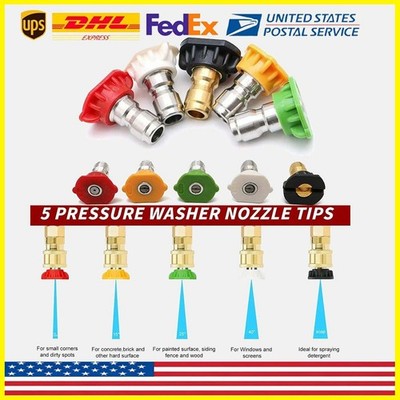 5X Pressure Washer Spray Nozzle Set Quick Connect 1/4'' High Power Tips