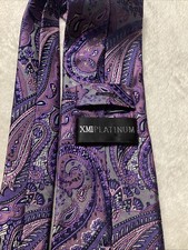 XMI Platinum Silk Men's Neck Tie Purple Classic 56" Made In USA Casual Handmade
