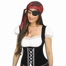 Black Plastic Pirate Eye Patch with Black Rhinestone Bling Costume Accessory