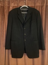 Armani Collezioni Men's Charcoal Gray Patterned Blazer Sport Coat 100 Wool 46L