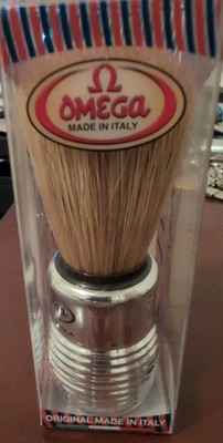 OMEGA SHAVE PROFESSIONAL CHROME ABS Handle Barber Shave Brush Boar Bristle 10081