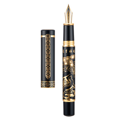 Hongdian 8037 Metal Fountain Pen with Ink Converter Deer Painting EF/F Nib Pen