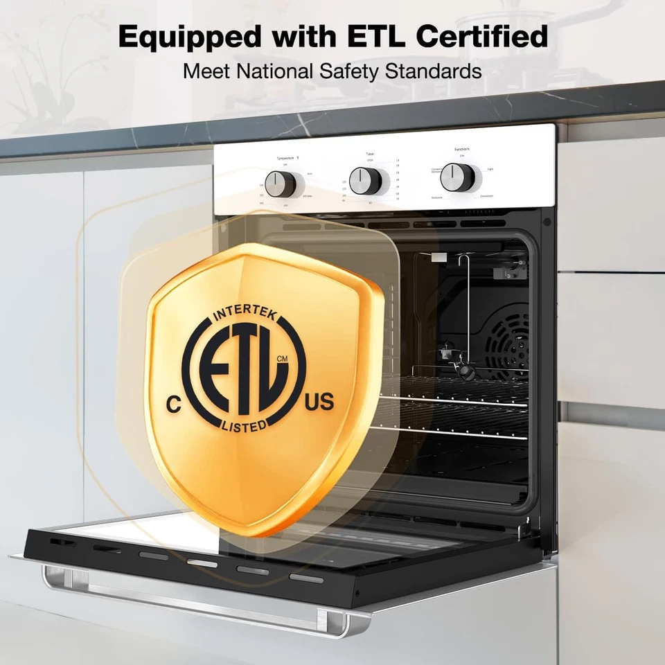 Horno de pared de gas de 24", certificado ETL 2,12 pies cúbicos Horno de gas natural con 5 fu de cocción Foto 2 de 4