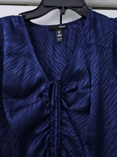 Aqua NAVY Women's Zebra Print Tie silky Blouse Small NWT $68 (bn18) - Picture 5 of 7
