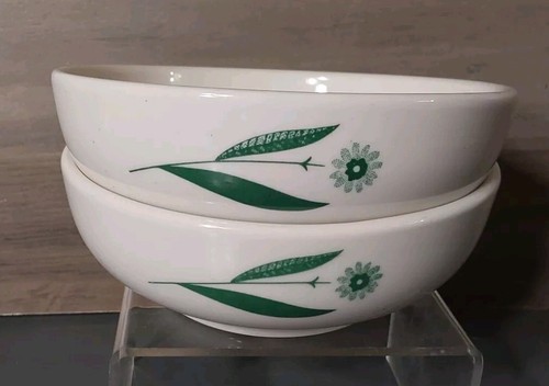 Green Field Homer Laughlin Set 2 cuencos de postre de sopa de cereales artículos de restaurante 5x2