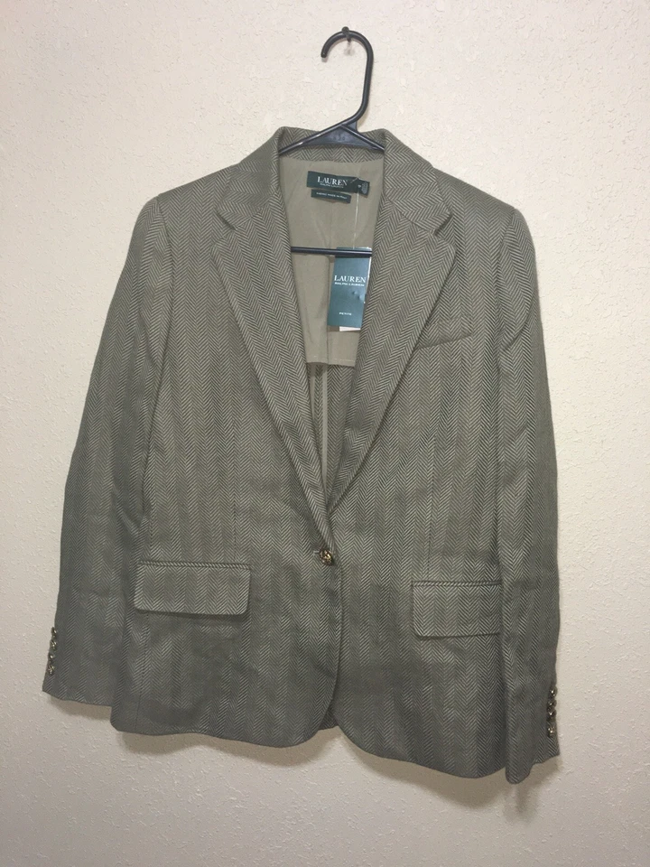 Blazer Ralph Lauren para mujer Wilona espiga tweed talla 10 P nuevo $345 Foto 3 de 4