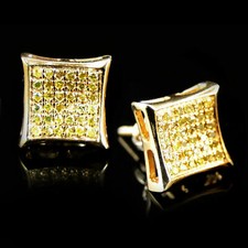 0.35 ctw Natural Diamond Kite Pave Shape Stud Earrings 10K Yellow Gold