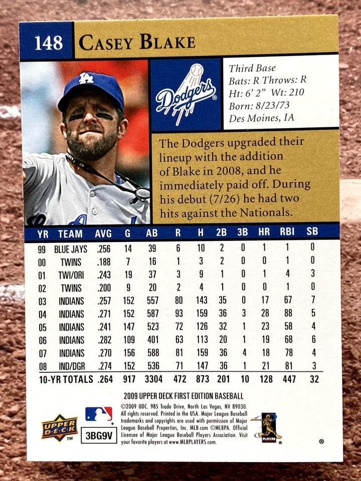 2009 Upper Deck First Edition Casey Blake #148 - Image 2 of 2