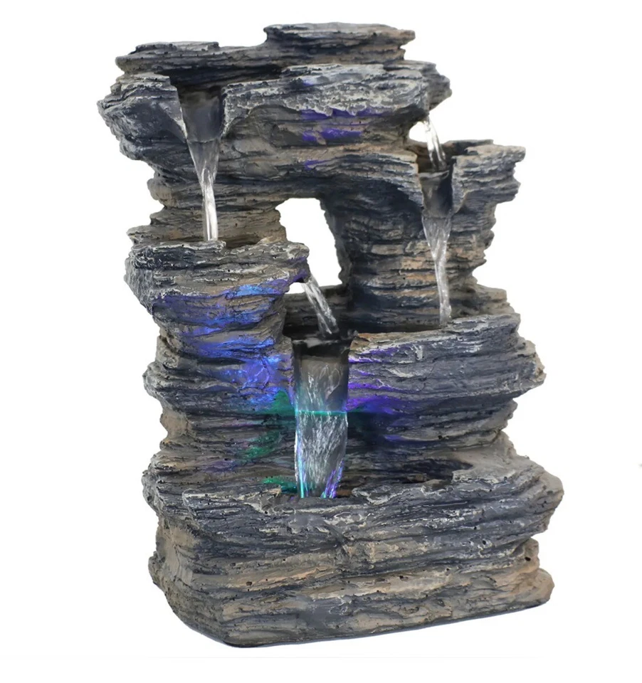 Beautiful Five Stream Polyresin Indoor Fountain with Color LEDs - 13.5 in - Image 2 of 4