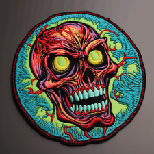 Skeleton Patch Iron-on Applique Zombie Badge Mutated Infected Scary Skull