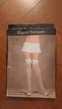 Elegant Moments EM-1742B BLACK Fishnet Back Seam Thigh Hi with satin bow NEW
