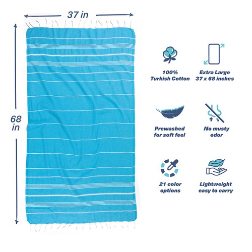 Hencely Striped Beach Towel – Lightweight Cotton Towel for Travel & Pool - Bild 4 von 206