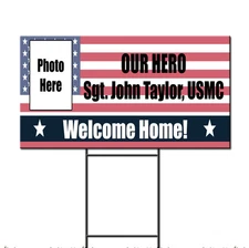 Welcome Home Hero Custom Name Military Corrugated Plastic Yard Sign FREE Stakes