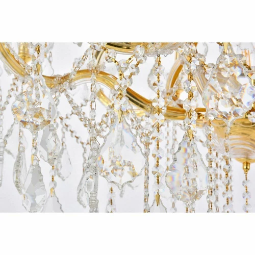 Crystal Chandelier Large Gold Foyer Living or Dining Room 28 Light Fixture 52 in - Picture 6 of 8
